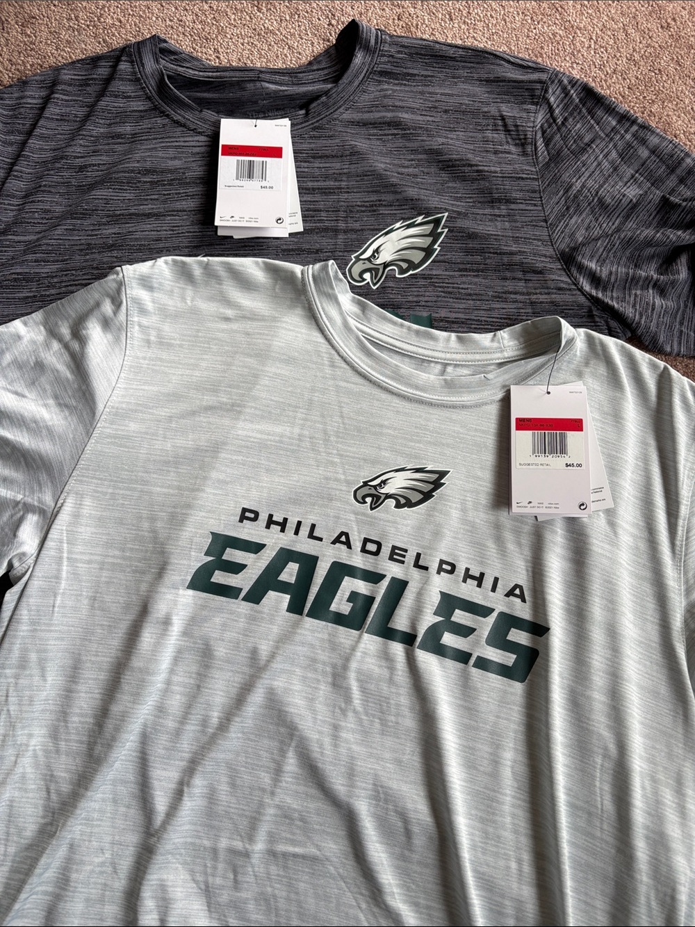 Nike Men’s set lot bundle of 2 Dri Fit Philadelphia Eagles tshirts large NWT